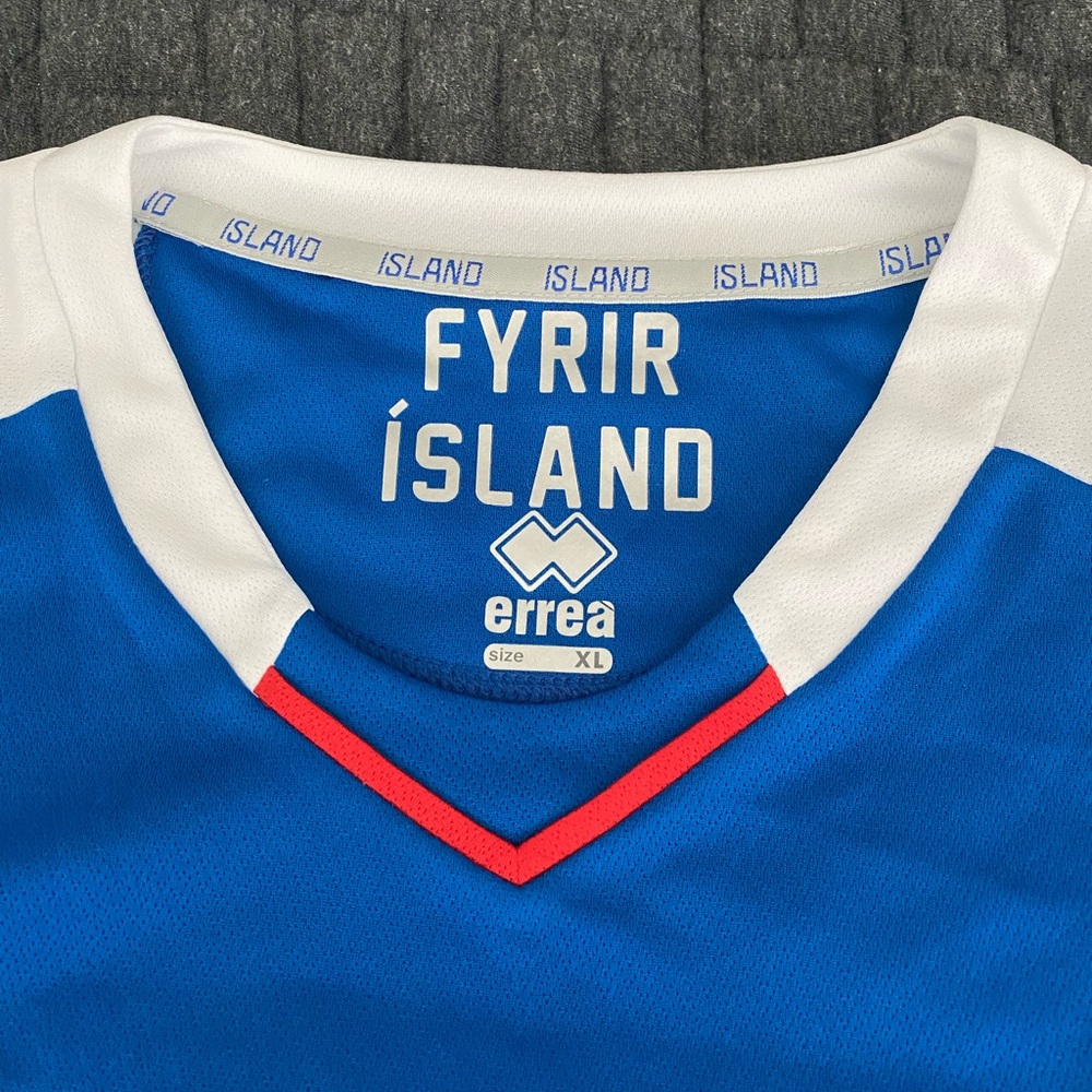 2018/19 Iceland Home Erreà Blue and Red Soccer Jersey